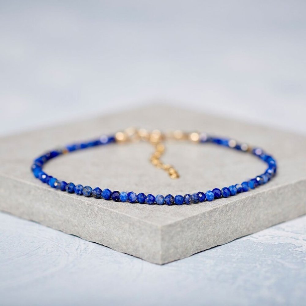 Genuine Lapis Lazuli 2mm Bead Healing Meditation Protection Minimalist Bracelet